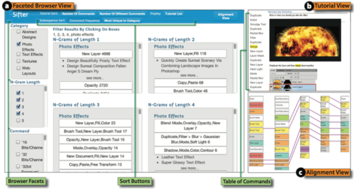 A thumbnail of the Sifter interface for browsing common sets of image editing commands.